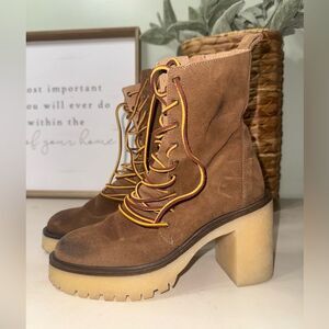 Free People Tan Lace-Up Boots Dylan Boots